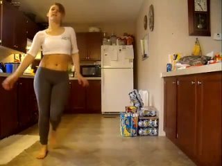 home dancing in gray leggings